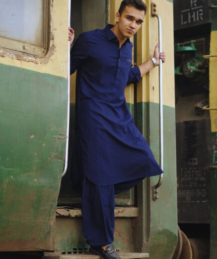 Deep Navy Blue Shalwar Kameez - Washing Wear Fabric
