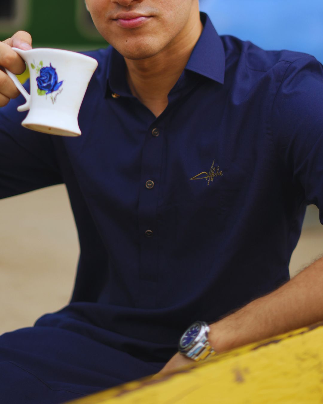 Deep Navy Blue Shalwar Kameez - Washing Wear Fabric Deep Navy Blue Shalwar Kameez - Washing Wear Fabric
