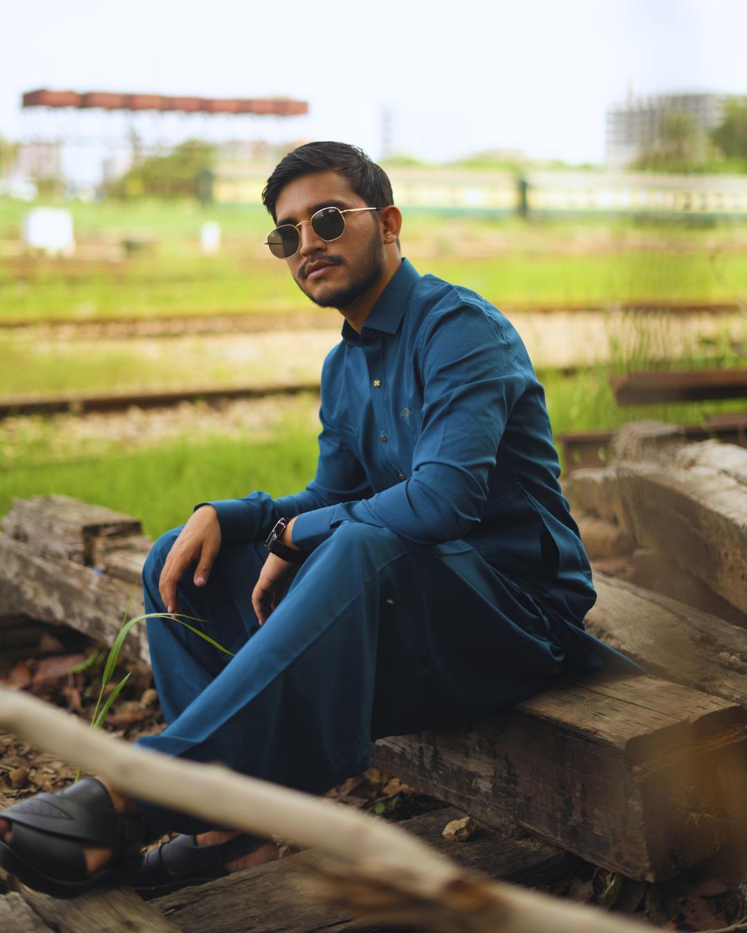 Teal Blue Shalwar Kameez